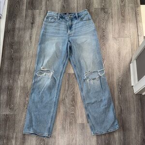 Light Wash Distressed Straight-Leg Jeans